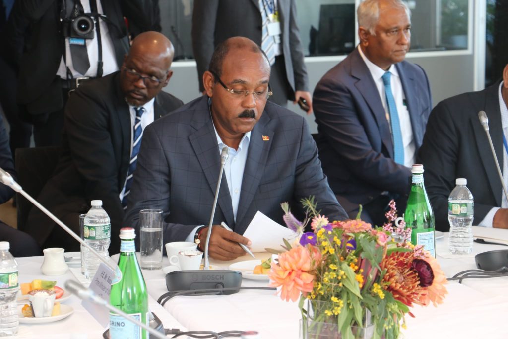 Prime Minister Gaston Browne pleads case of island states during meeting with German Chancellor Olaf Scholz