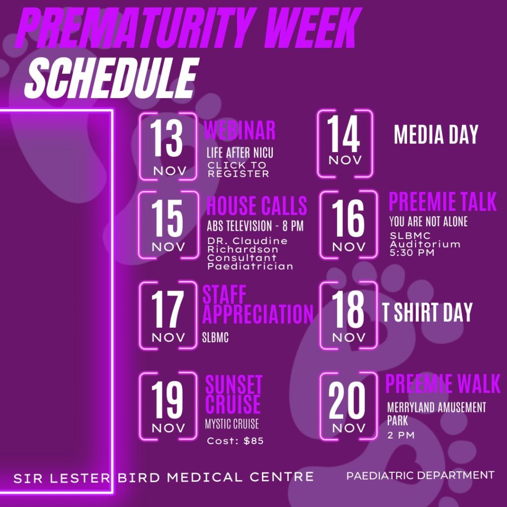 Prematurity Week Schedule