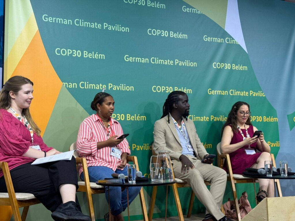 Ambassador Zachary Phillips Highlights Urgent Climate Realities for Small Island States at COP30 Session Ruleta Camacho-Thomas Champions Caribbean Voices on Climate Mobility and Loss and Damage at COP30 in Brazil - Copy